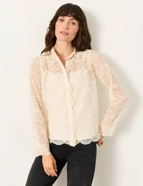 FatFace Lace Blouse Ivory