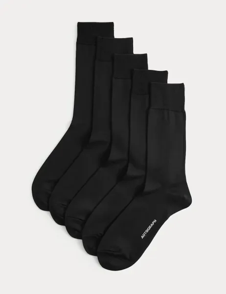 Autograph 5pk Egyptian Cotton Rich Socks Black