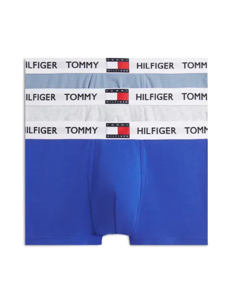 Tommy Hilfiger 3 Pack Heritage Cotton Rich Trunks Blue Mix