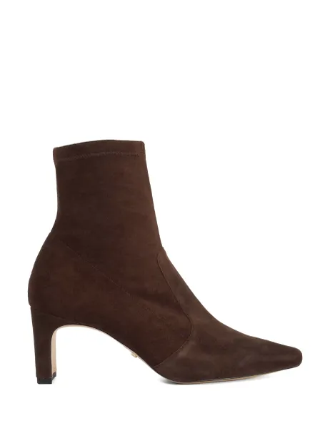 Dune London Suede Block Heel Pointed Ankle Boots Brown