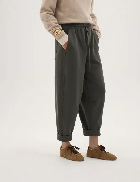 HUSH Cotton Rich Jack Barrel Leg Joggers Dark Khaki