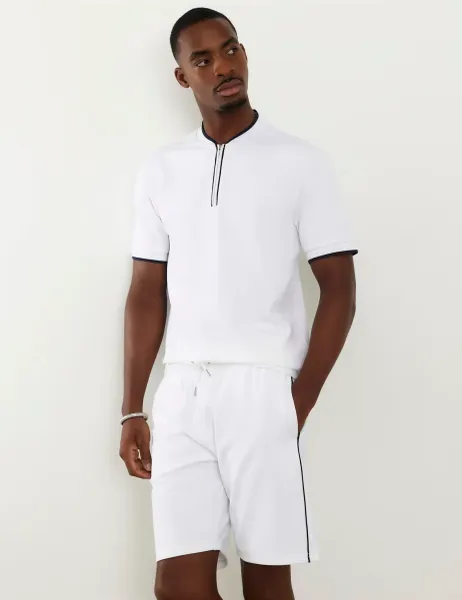 River Island Slim Fit Pure Cotton Short Sleeve Polo Shirt White