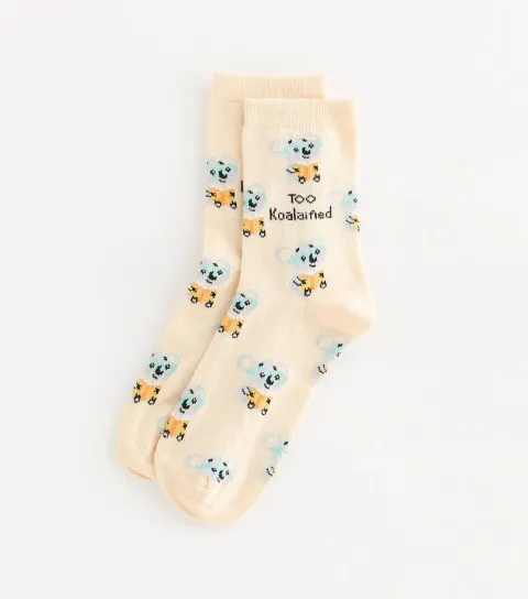 Yellow Cotton Rich Too Koalaified Koala Pattern Socks
