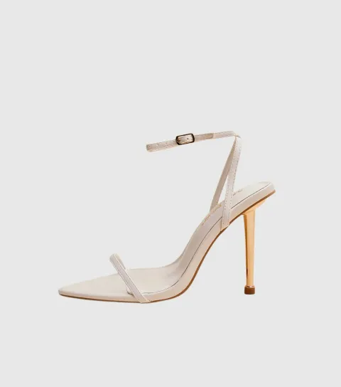 Women's White Legacy Faux Leather Stiletto Heel Sandals