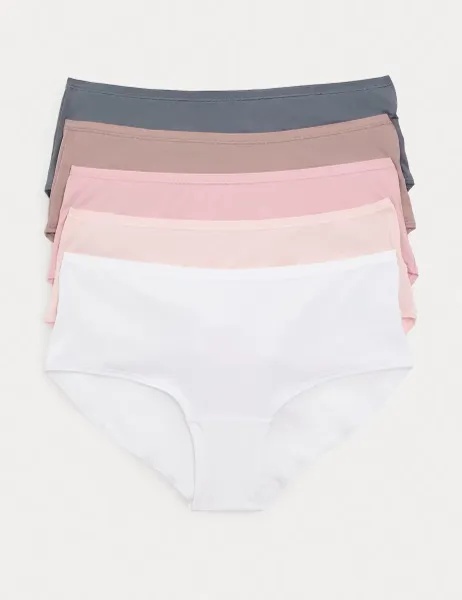 Marks & Spencer 5pk Microfibre Low Rise Shorts Brown Haze