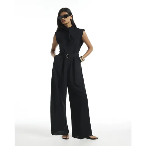 River Island Neck Tie Jumpsuit