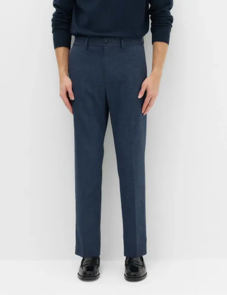 Marks & Spencer Tailored Fit Flannel Smart Trousers Navy Mix