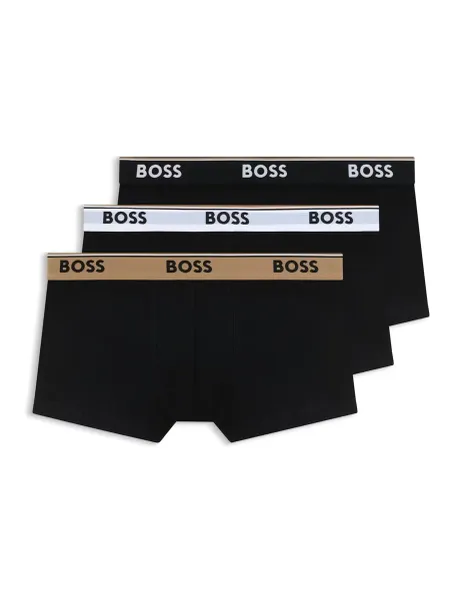 Boss 3 Pack Cotton Rich Trunks Black