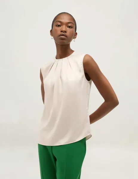 Hobbs Crew Neck Blouse Beige