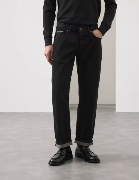Autograph Straight Fit Heavyweight Selvedge Jeans Black