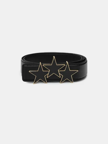 THREE STAR 4 CM BELT - Black