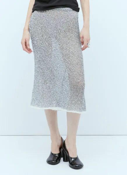 Metallic Open Knit Skirt