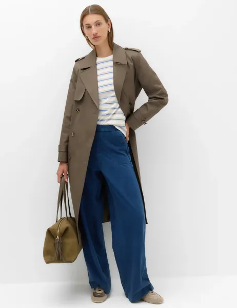 Marks & Spencer Denim Elasticated Waist Wide Leg Trousers Medium Indigo