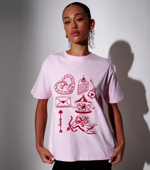 Women's Light Pink Self Love Oversized T-Shirt