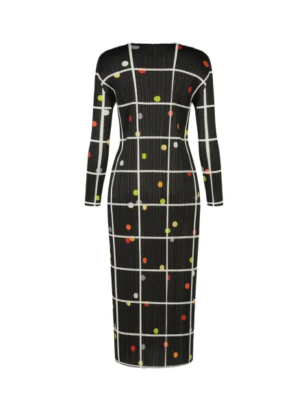 Pleats Please Crossing Dots Dress Black