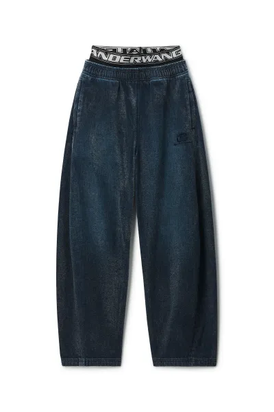 LOGO ELASTIC BRUSHED DENIM SWEATPANT