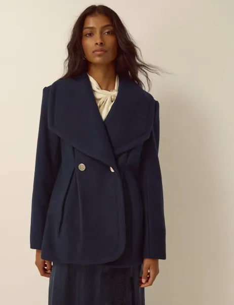 Monsoon Collared Lightweight Coat With Wool
