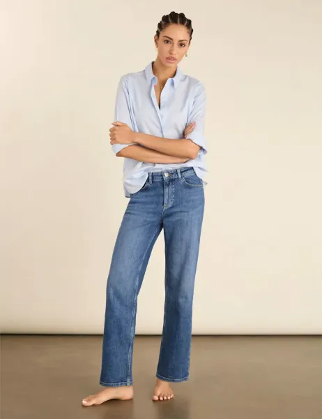 High Waisted Straight Leg Jeans Indigo