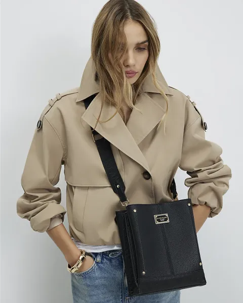 River Island Monogram Panelled Messenger Bag