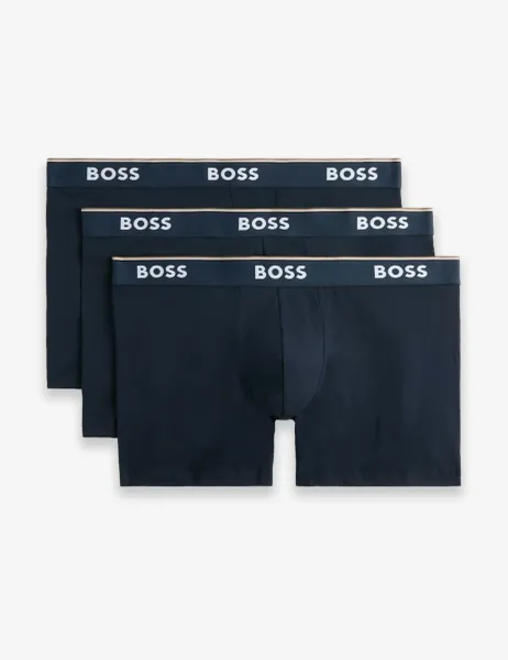 Boss 3 Pack Power Cotton Rich Logo Boxer Briefs Navy Mix