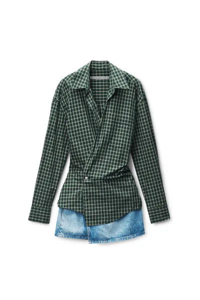 Pre-styled Wrap Mini Dress in Cotton