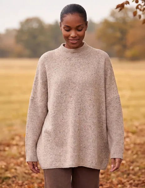 Roman Textured Oversized Jumper Beige Mix