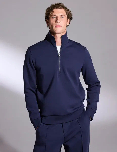 Cotton Rich Funnel Neck Jumper Navy