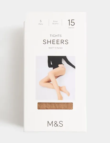 Marks & Spencer 5 Pack 15 Denier Ladder Resist Sheer Tights Rose Quartz
