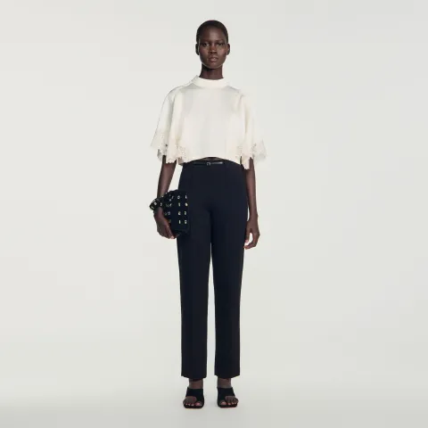 Stretch straight-leg trousers
