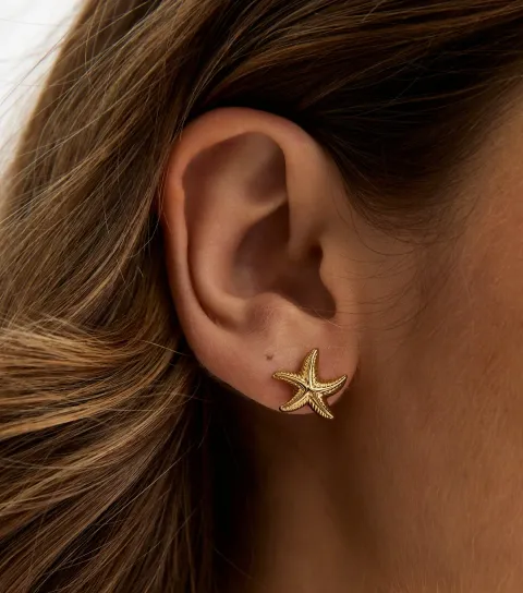 18ct Gold Plated Plated Starfish Stud Earrings