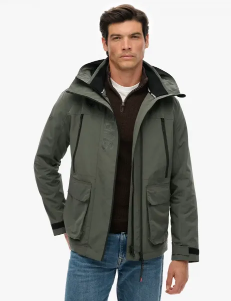 Superdry & Co Embroidered Hooded Ultimate Windbreaker Coat Dark Grey