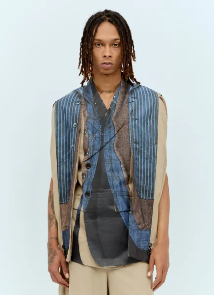 Printed Double-Breasted Blazer