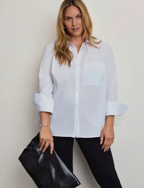 Live Unlimited London Cotton Rich Poplin Shirt White