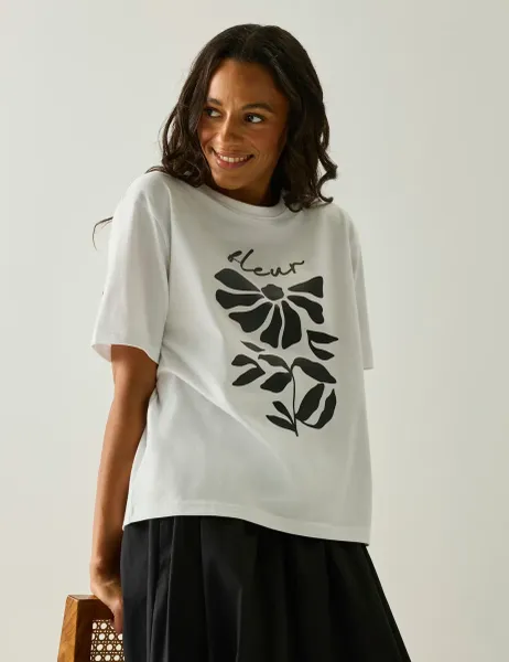 Regatta Baska Pure Cotton Printed T-Shirt Beige Mix