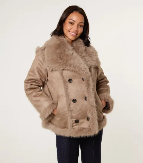 Women's Camel Reversible Faux Fur Coat