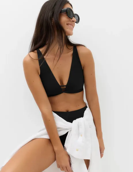 Marks & Spencer Sculpt Plunge V-Neck Bikini Top Black