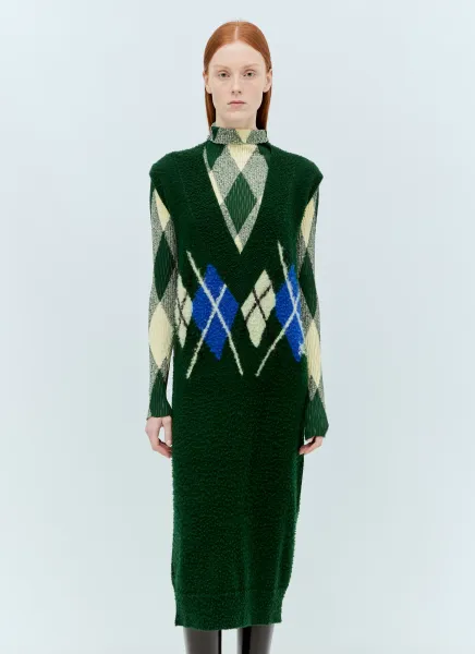 Argyle Wool Vest Dress