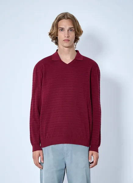 Striped V-Neck Polo Shirt