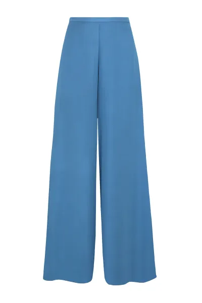 Lalage Beaumont Camille Trousers in Rackley Blue Double Georgette