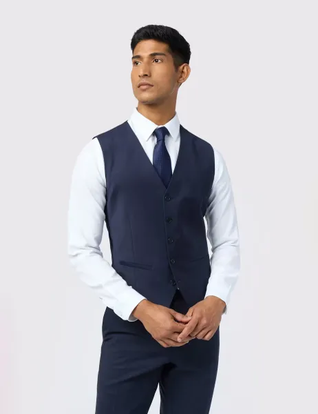 Ted Baker Slim Fit Performance Wool Rich Waistcoat Navy