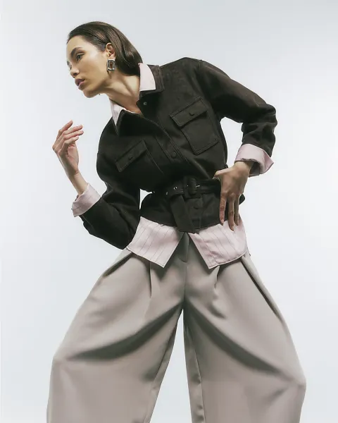 River Island Belted Faux Suede Jacket
