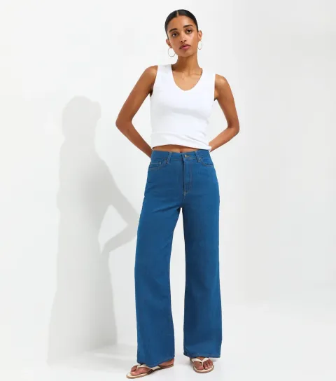 Women's Mid Blue Adalae Wide Leg Jeans