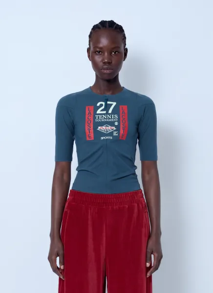 Lacoste Runway Zipped Printed Stretch T-shirt