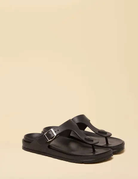Joules Buckle Flat Flip Flops Black