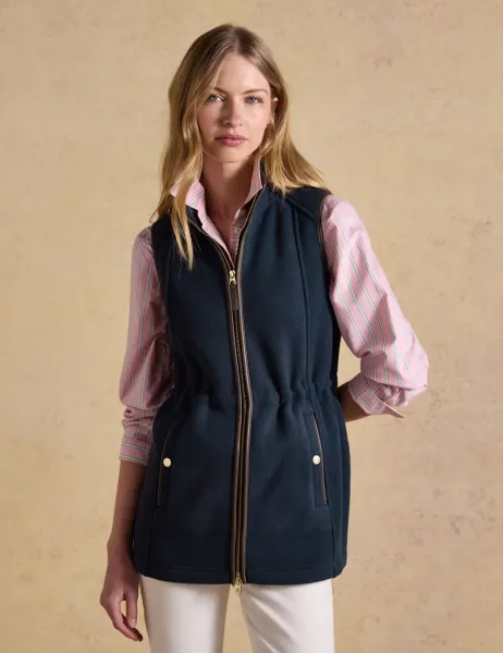 Joules Fleece High Neck Longline Gilet Navy