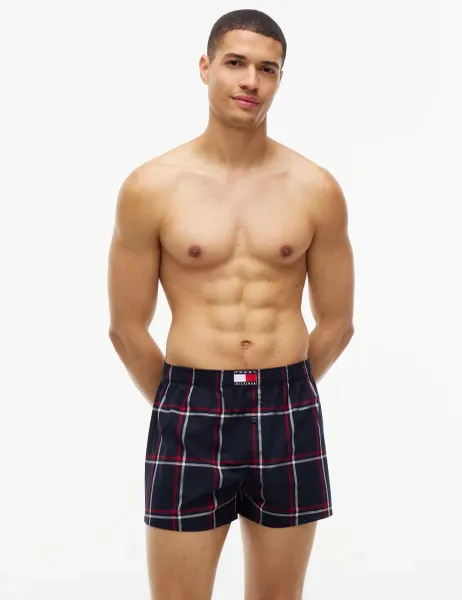 Tommy Hilfiger 3 Pack Pure Cotton Woven Boxers Red Mix