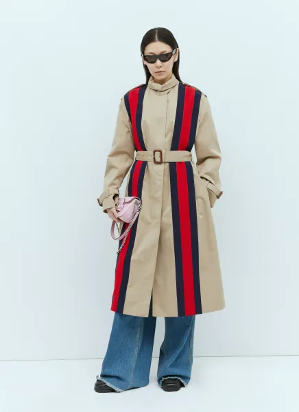 Gabardine Trench Coat With Web Stripe