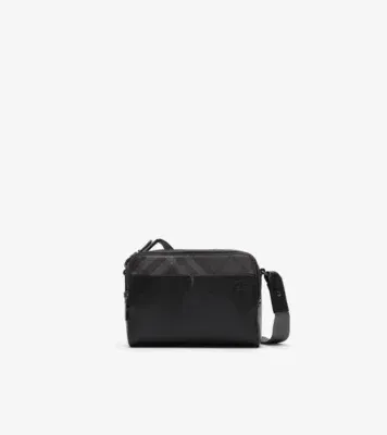 Pop Check Crossbody Bag in Black/iron grey - Men, Leather