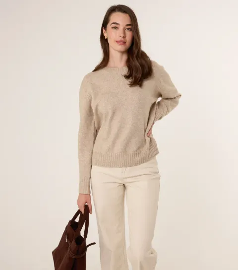 Women's Oatmeal Slit Tie Back Jumper