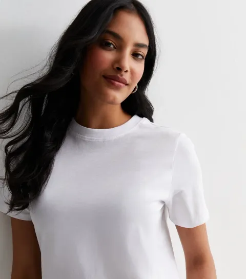 New Look Women's White Cotton Crew Neck T-Shirt